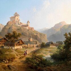 Пазл: Вид на швейцарскую деревню