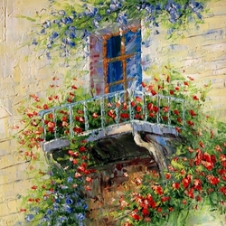 Пазл: Балкон в цветах