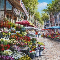 Пазл: Цветочный базарчик в Париже