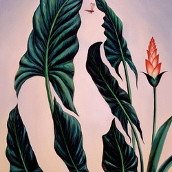 Пазл:  Женщина и листья. Оптическая иллюзия Octavio Ocampo