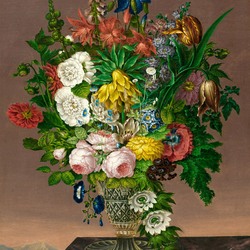Пазл: Букет цветов в хрустальной вазе