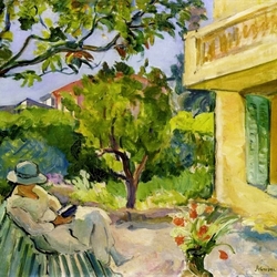 Пазл: Мадам Лебаск, читающая в саду