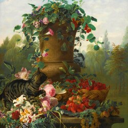 Пазл: Натюрморт с кошкой