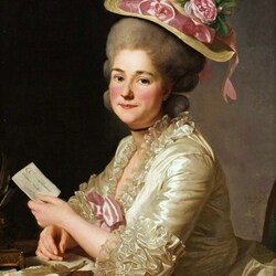 Пазл: Портрет дамы в шляпке с цветами и лентами