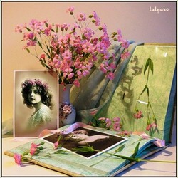 Пазл: Девочка с розовыми цветами