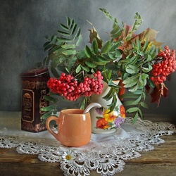 Пазл: Букет с рябиной