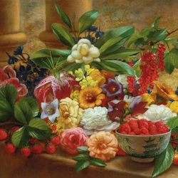 Пазл: Букет цветов и ягоды