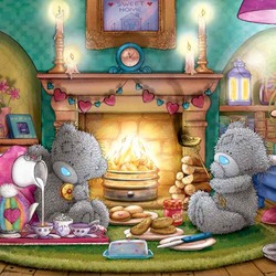 Пазл: Чаепитие у камина