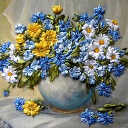 Пазл: Полевые цветы из шелка