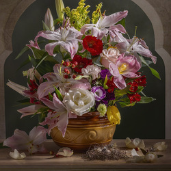 Пазл: Букет цветов в стиле голландских живописцев