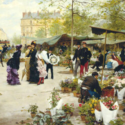 Пазл: Цветочный рынок в Париже