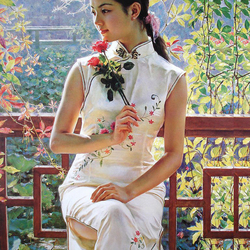 Пазл: Портрет молодой китаянки с розами