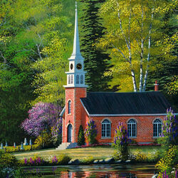 Пазл: Церковь на берегу озера