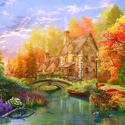 Пазл: Коттедж у озера