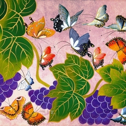 Пазл: Бабочки в винограднике