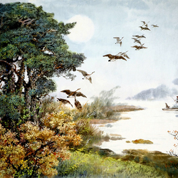 Пазл: Улетают гуси