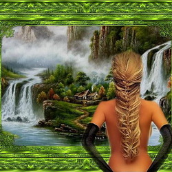 Пазл: Девушка и водопад