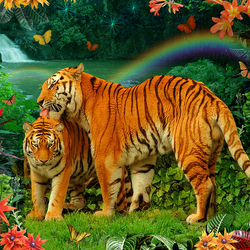 Пазл: Тигры в тропиках