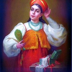 Пазл: Девушка с зеркальцем 