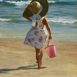 Пазл: Девочка на пляже