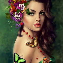 Пазл: Цветы и бабочки