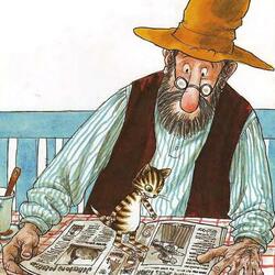 Пазл: Финдус читает газету