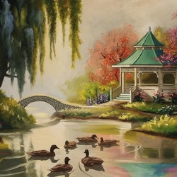Пазл: Беседка у пруда