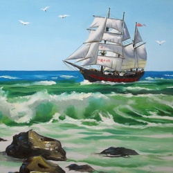 Пазл: Корабль у берега