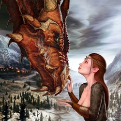 Пазл: Девушка и дракон