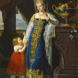 Пазл: Портрет княгини М.Ф. Барятинской с дочерью Ольгой 