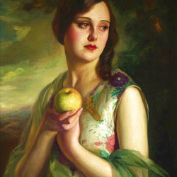 Пазл: Девушка с яблоком