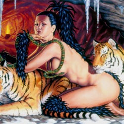Пазл: Красавица и тигры