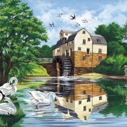 Пазл: У мельницы