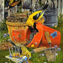 Пазл: Птицы в саду