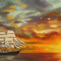 Пазл: Плывущий в закат