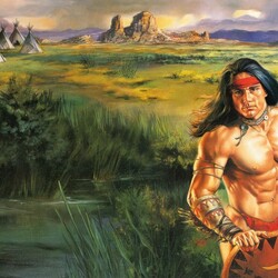 Пазл: Индейская деревня