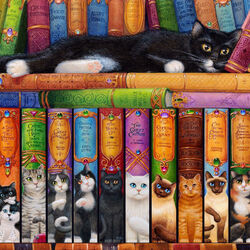 Пазл: Большая кошачья библиотека