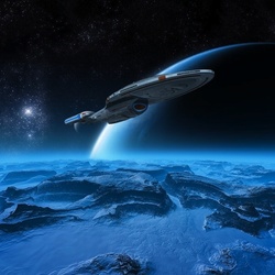 Пазл: Звездолёт над планетой