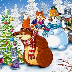 Пазл: Ёлка наряжается