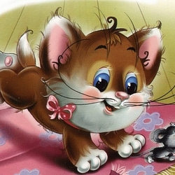 Пазл: Киска и мышка