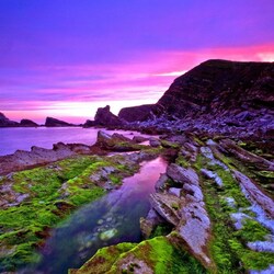 Пазл: Багровый закат на фоне гор