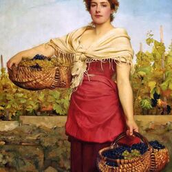 Пазл: Девушка с виноградом